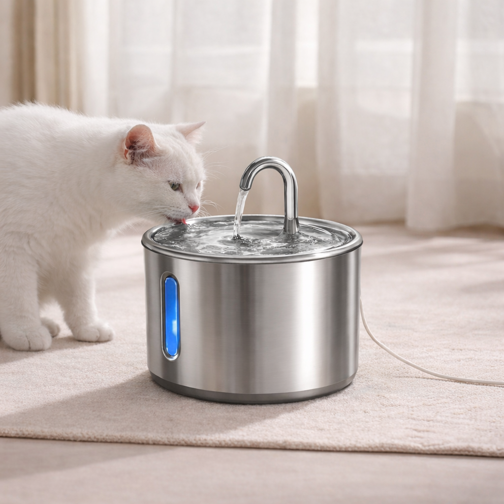 Zenvyra™ Stainless Steel Pet Water Fountain – 2.2L Automatic Drinking Fountain